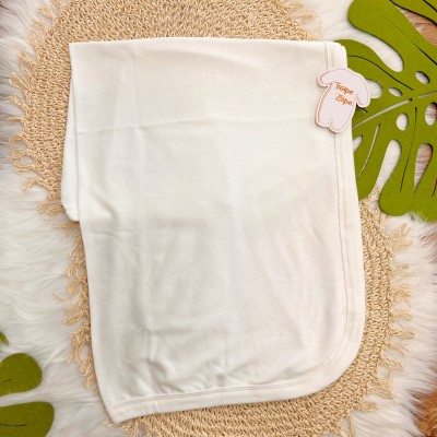Saída de Maternidade Malha Suedine (100% Algodão) - Off White Ursinho de Gravata